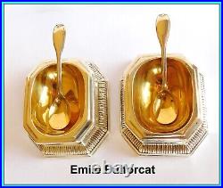 Antique EMILE PUIFORCAT Pair of French Sterling Silver Gilted Salt Cellars 1890s