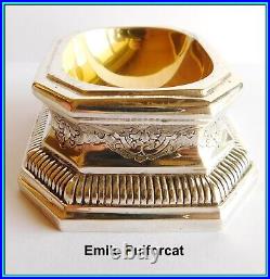Antique EMILE PUIFORCAT Pair of French Sterling Silver Gilted Salt Cellars 1890s