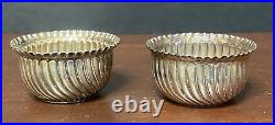 Antique Edwardian Solid Silver Pair of Cauldron Salt Cellars by Mappin Brothers