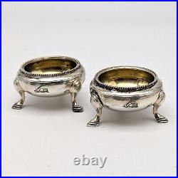 Antique Elkington & Co Sterling Salt Cellar Dish Pot Pair Footed 1855 Victorian