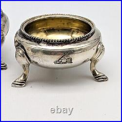 Antique Elkington & Co Sterling Salt Cellar Dish Pot Pair Footed 1855 Victorian