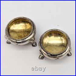 Antique Elkington & Co Sterling Salt Cellar Dish Pot Pair Footed 1855 Victorian