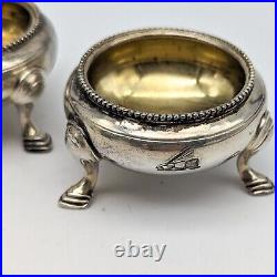 Antique Elkington & Co Sterling Salt Cellar Dish Pot Pair Footed 1855 Victorian