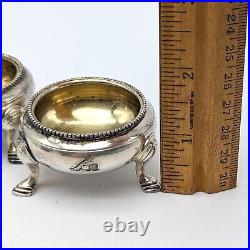 Antique Elkington & Co Sterling Salt Cellar Dish Pot Pair Footed 1855 Victorian