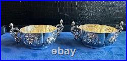 Antique English John Aldwinckle & James Slater Sterling Silver Salt Cellars (2)