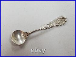Antique English Set Sterling Silver Footed Salt Cellar with Spoon, Pepper Shaker