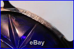 Antique English Sterling Silver Master Salt Cellar Cobalt Blue Glass Liner