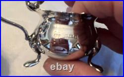 Antique English Sterling Silver, Mustard Pot and Salt Cellar Footed