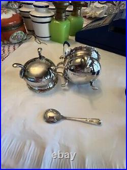 Antique English Sterling Silver, Mustard Pot and Salt Cellar Footed