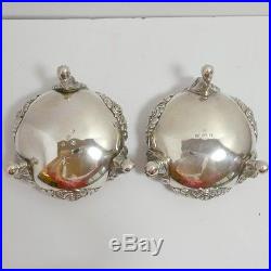 Antique English Sterling Silver Pair of Open Master Salts George II Lion's Head