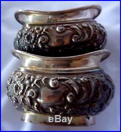 Antique English Sterling Silver Salt Set 8 Cellars Spoons Box John Gilbert & Co