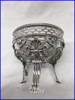 Antique European Salt Cellar, Silver with Glass Liner, Circa 1900