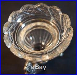 Antique European Silver Cut Crystal Salt Bowl with Griffons