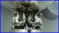 Antique European Ster. Silver Pedestal Salt Cellar Three Griffins Holding Bowl