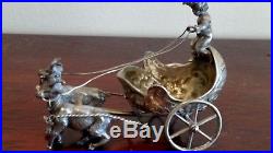 Antique Figural 800 Silver Salt Cellar 2 Goats Pulling Cart