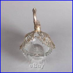 Antique Figural Silver and Cut Crystal Swan Master Salt Cellar, 19th Century