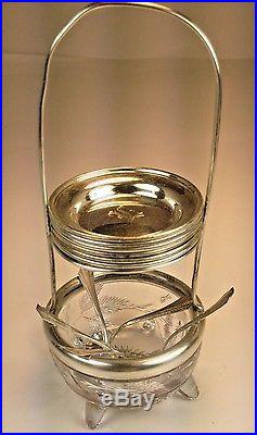 Antique Frank M. Whiting Sterling Silver Salt Cellar Tower With Spoons, Saucers