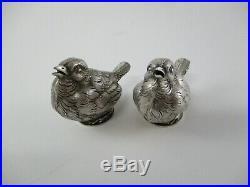 Antique French A. Vaguer Silver Figural Bird Salt Shakers Cellar Pair