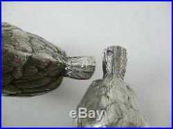 Antique French A. Vaguer Silver Figural Bird Salt Shakers Cellar Pair