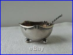 Antique French Open Salts. Sterling Silver 4pc Set. Orig. Box & Spoons