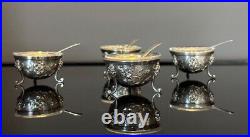 Antique French Puiforcat Set Of 4 Sterling Silver Minerva Salt Cellars 19th C