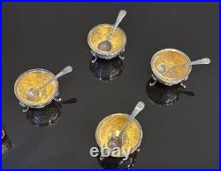 Antique French Puiforcat Set Of 4 Sterling Silver Minerva Salt Cellars 19th C