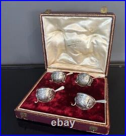 Antique French Puiforcat Set Of 4 Sterling Silver Minerva Salt Cellars 19th C