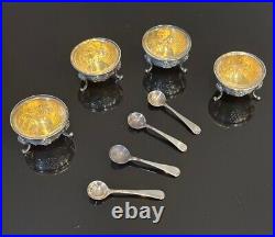 Antique French Puiforcat Set Of 4 Sterling Silver Minerva Salt Cellars 19th C