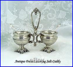 Antique French Sterling Open Salt Condiment Caddy