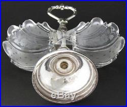 Antique French Sterling Silver Double Open Salt or Sweet Meat Serving Caddy