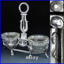 Antique French Sterling Silver Empire Figural Grand Double Salt Cellar, Ambroise