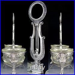 Antique French Sterling Silver Empire Figural Grand Double Salt Cellar, Ambroise