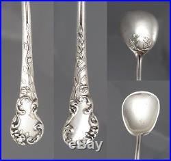 Antique French Sterling Silver Salt Cellar, Spoon, Crystal Liner, Angel, Rococo
