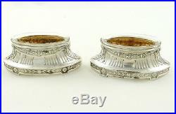 Antique French Sterling Silver Salt Cellar With Vermeil Interiors Crystal Liners