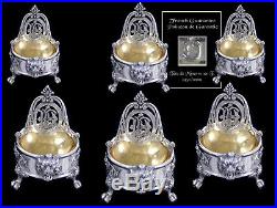 Antique French Sterling Silver & Vermeil Open Saltcellars Set & their Spoons