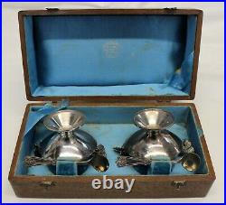 Antique GORHAM Sterling Silver Master SALT CELLARS Aesthetic BUTTERFLY Case #550