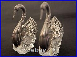 Antique German Style Silver Plate Swan Salt Cellar moving wings