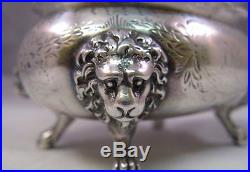Antique Gorham coin silver lions head footed salt 1860