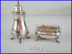 Antique H Sterling Silver Pepper Shaker and Salt Dish