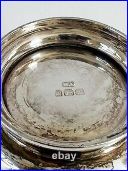 Antique Hallmarked Sterling Silver Pedestal Salt Cellar Cobalt Glass Liner
