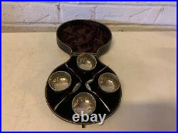 Antique Hayes Bros Sterling Silver Set of 4 Repousse Open Salt Cellars