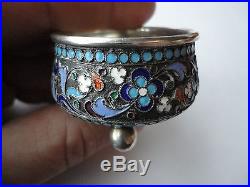 Antique IMPERIAL RUSSIAN 84 SILVER ENAMEL Individual Salt Cellar ST. PETERSBURG