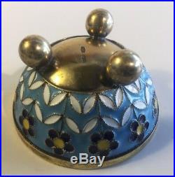Antique Imperial Russian Cloisonné Silver & Enamel Master Salt Bowl With Hallmark