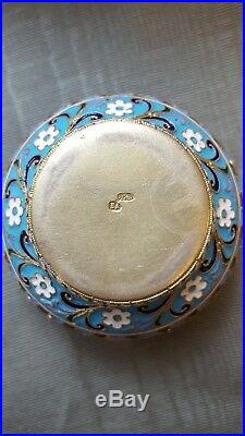 Antique Imperial Russian silver cloisonné enamel salt Vasily Agafonov Moscow