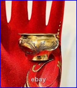 Antique Imperial Tsarist Soviet Tsarskaya Stichel Gilding Salt Cellar Silver 84