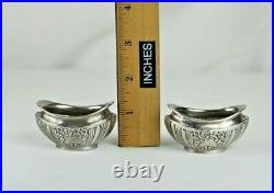 Antique J. G. Anchor Lion Hallmarked Sterling Silver Salt Cellars in Fitted Box