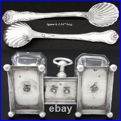 Antique Napoleon III Era French Sterling Silver & Cut Crystal Double Open Salt