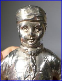 Antique Novelty Dutch Silver Boy And Girl Salt & Pepper Cruet Cellars
