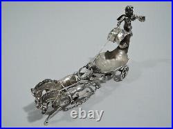 Antique Open Salt Rococo Horse Drawn Coach Carriage German 800 Silver