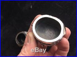 Antique Ornate 19thCentury Chinese Export Silver Salt Cellars Signed Wang Hing
